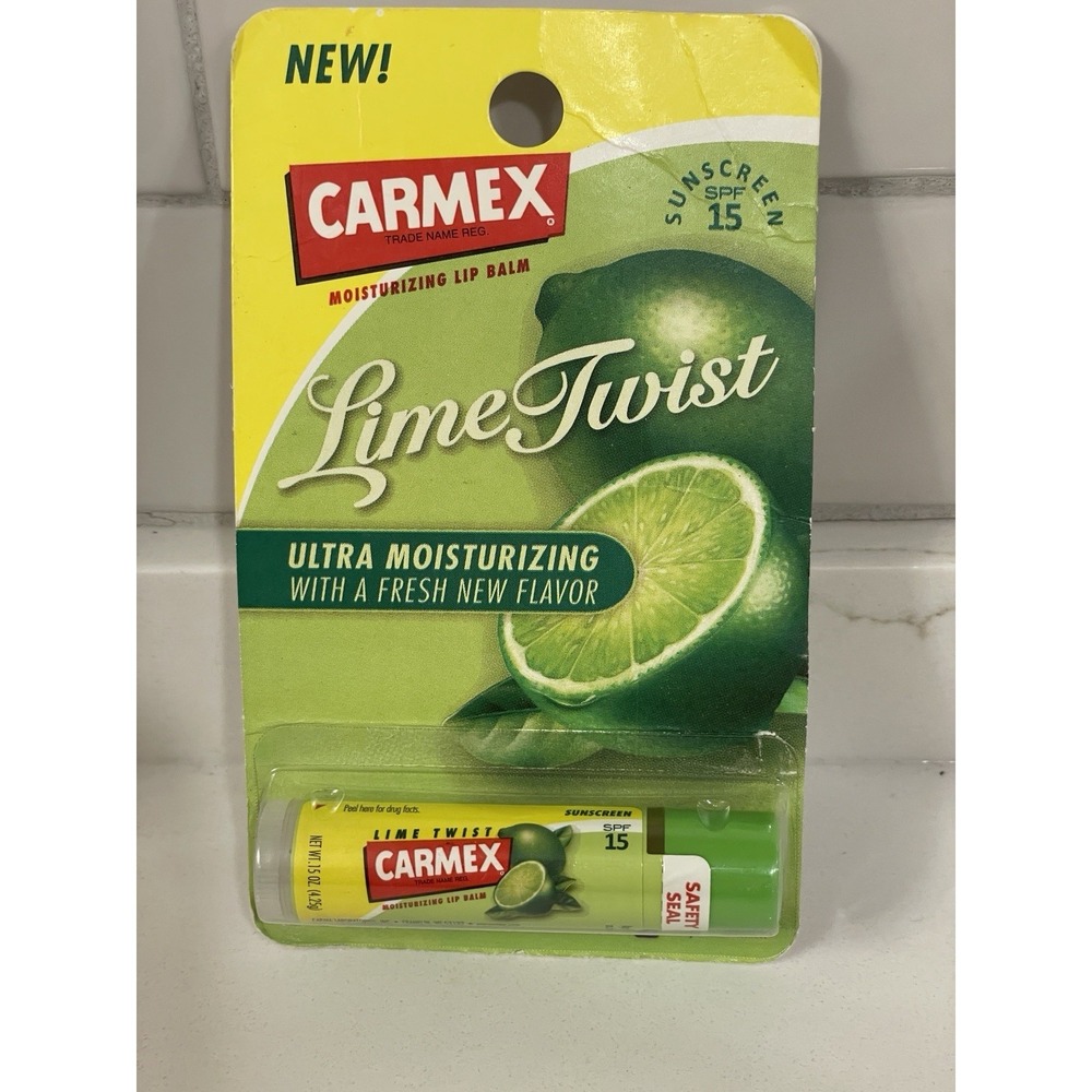 Carmex Lime Twist Moisturizing Lip Balm Sunscreen SPF 15 0.15 oz New Sealed